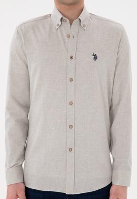 Erkek Bej Uzun Kollu Basic Gömlek - 50296757001