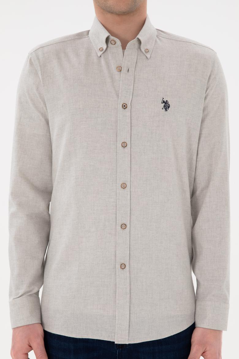 Erkek Bej Uzun Kollu Basic Gömlek - 50296757001