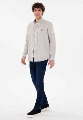 Erkek Bej Uzun Kollu Basic Gömlek - 50296757001