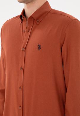 Erkek Kiremit Uzun Kollu Basic Gömlek - 50296757125