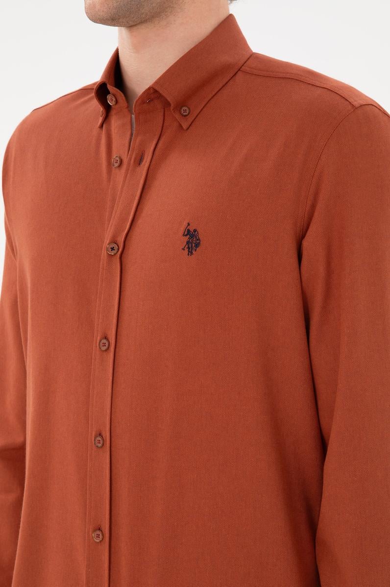 Erkek Kiremit Uzun Kollu Basic Gömlek