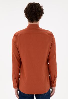 Erkek Kiremit Uzun Kollu Basic Gömlek - 50296757125