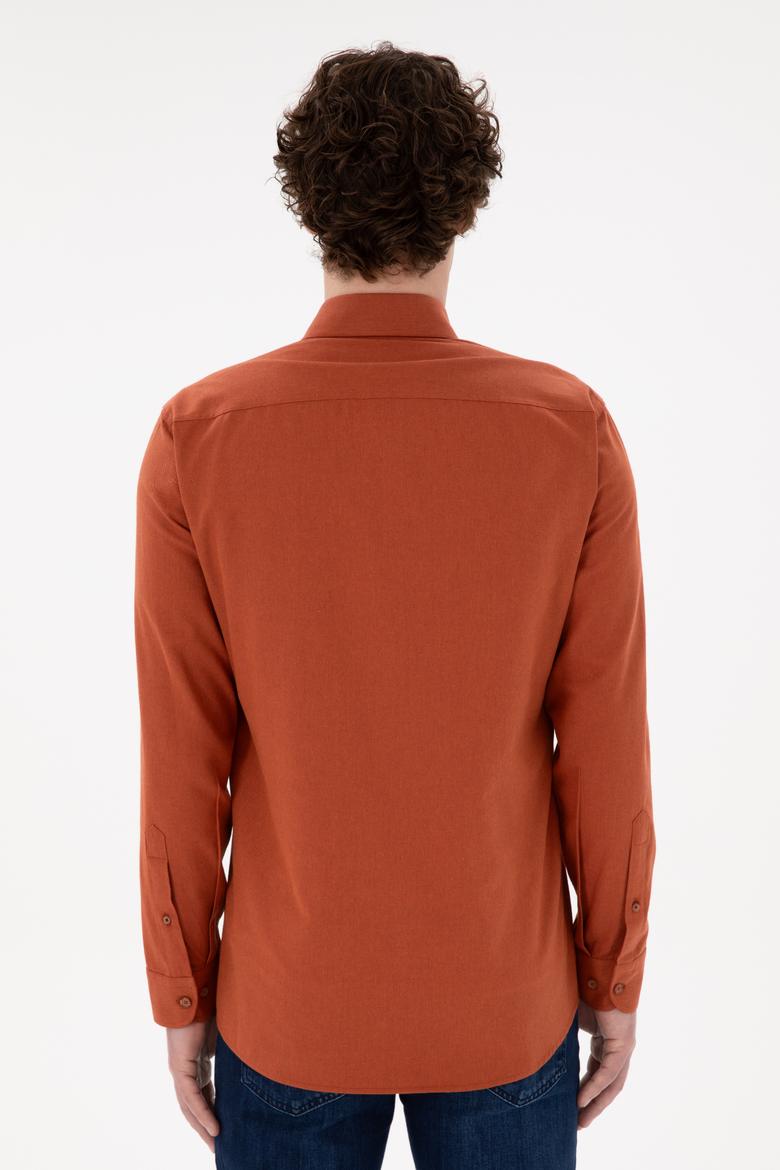 Erkek Kiremit Uzun Kollu Basic Gömlek - 50296757125