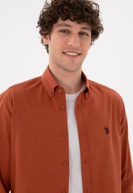 Erkek Kiremit Uzun Kollu Basic Gömlek - 50296757125