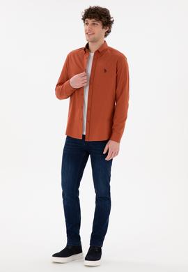 Erkek Kiremit Uzun Kollu Basic Gömlek - 50296757125