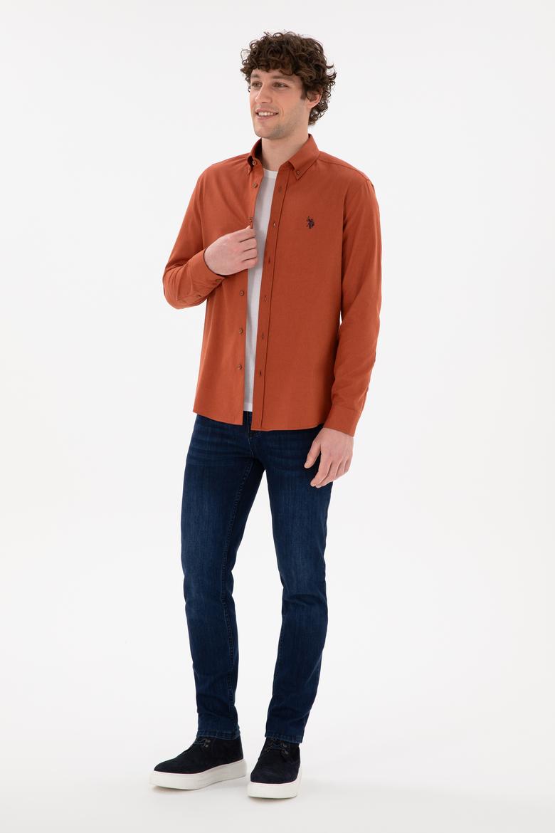 Erkek Kiremit Uzun Kollu Basic Gömlek - 50296757125