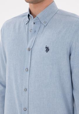 Erkek Açık Mavi Uzun Kollu Basic Gömlek - 50296757046