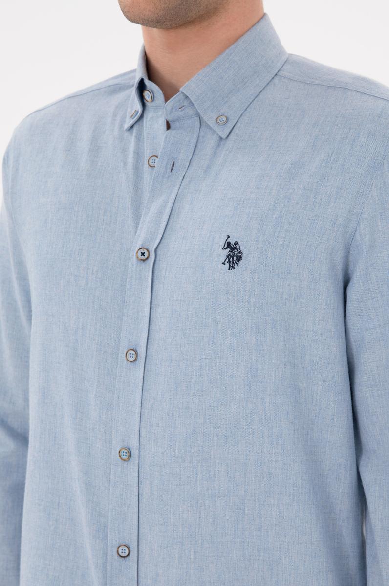 Erkek Açık Mavi Uzun Kollu Basic Gömlek