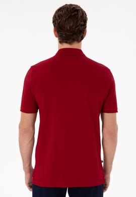 Erkek Regular Fit Polo Yaka Bordo Basic Tişört - 50298031116