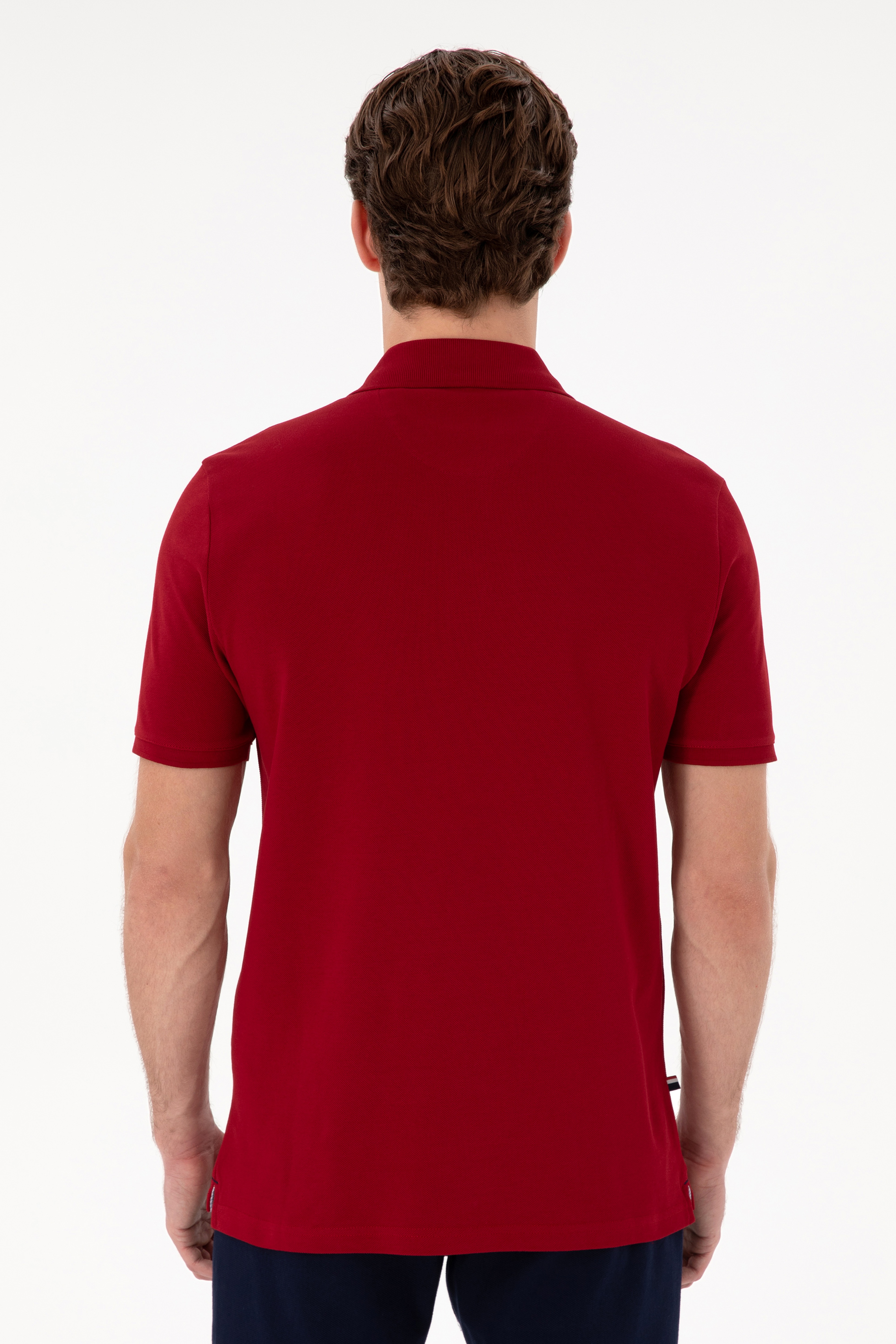 Erkek Regular Fit Polo Yaka Bordo Basic Tişört - Image 5