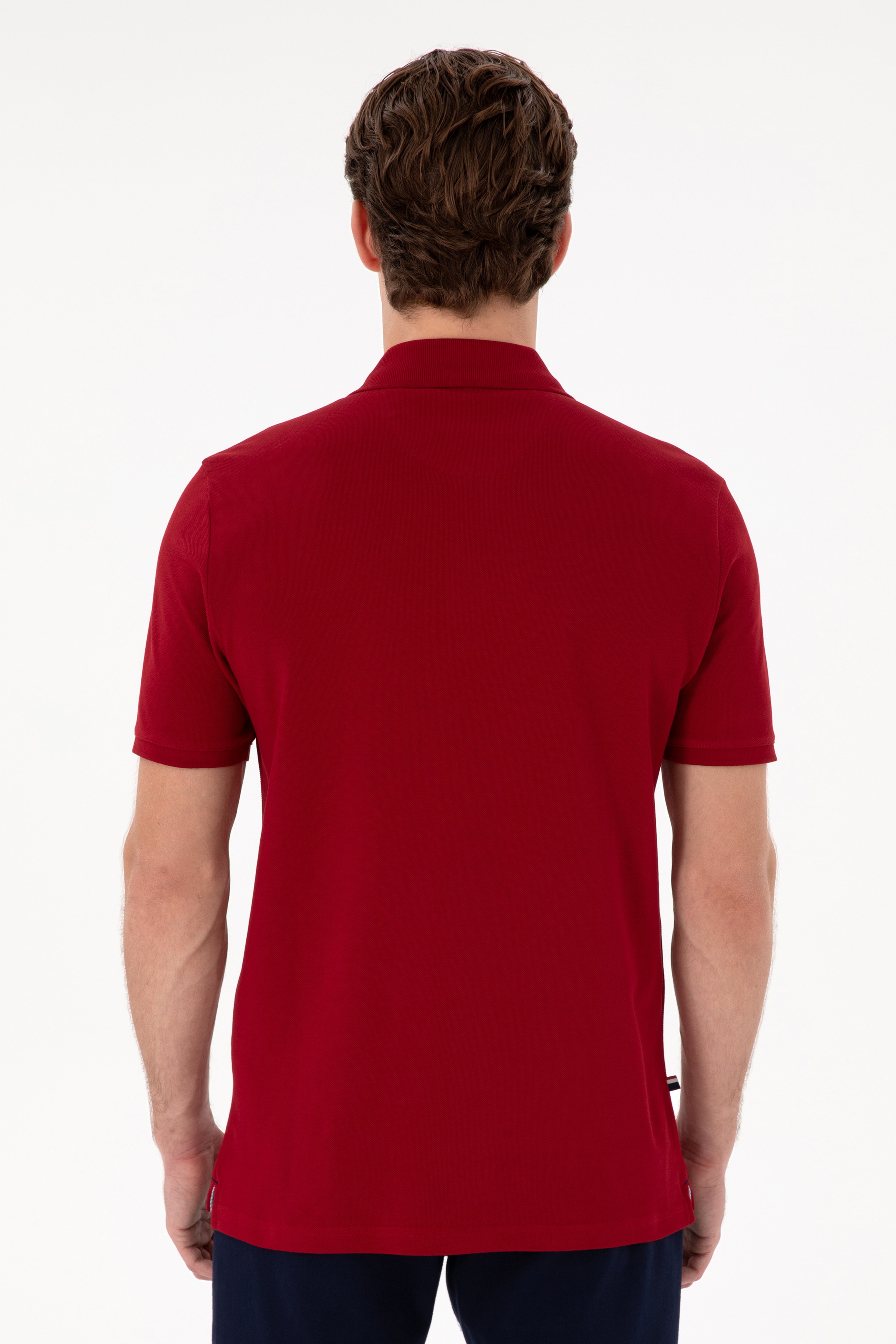 Erkek Regular Fit Polo Yaka Bordo Basic Tişört