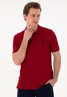 Erkek Regular Fit Polo Yaka Bordo Basic Tişört - 50298031116