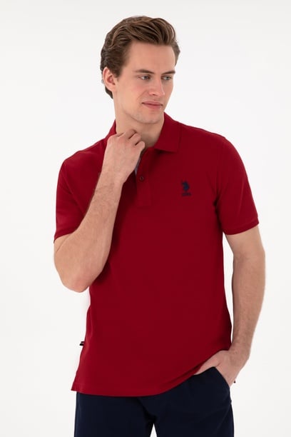 Erkek Regular Fit Polo Yaka Bordo Basic Tişört