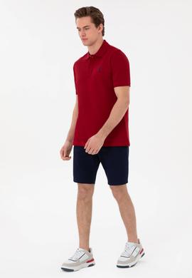 Erkek Regular Fit Polo Yaka Bordo Basic Tişört - 50298031116
