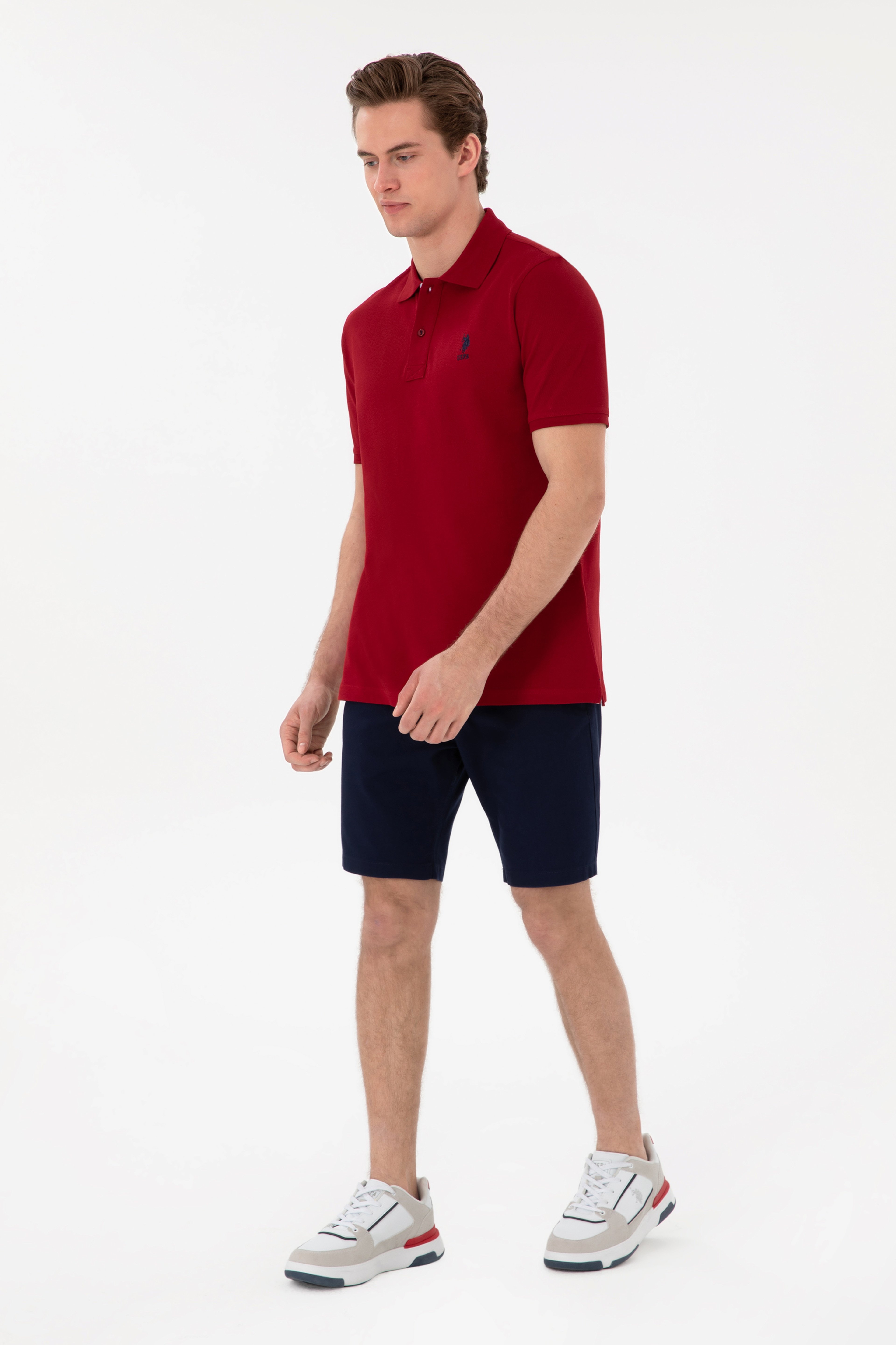 Erkek Regular Fit Polo Yaka Bordo Basic Tişört - Image 4