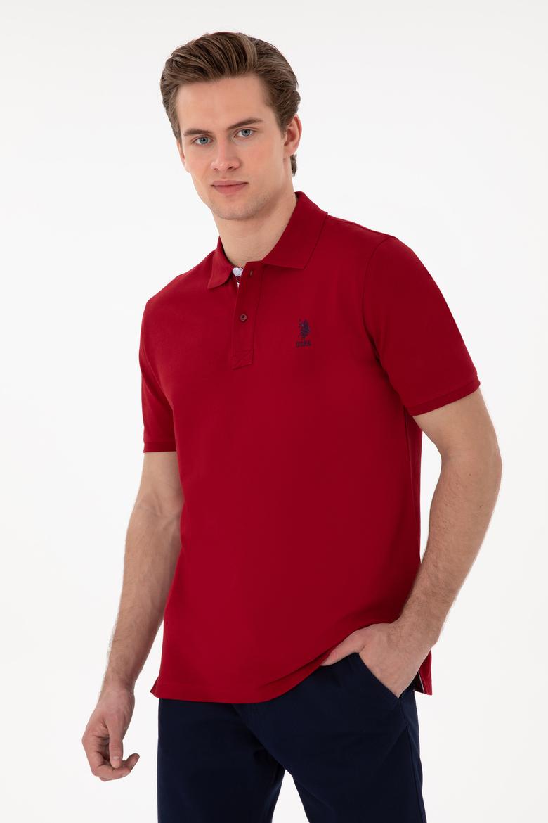 Erkek Regular Fit Polo Yaka Bordo Basic Tişört