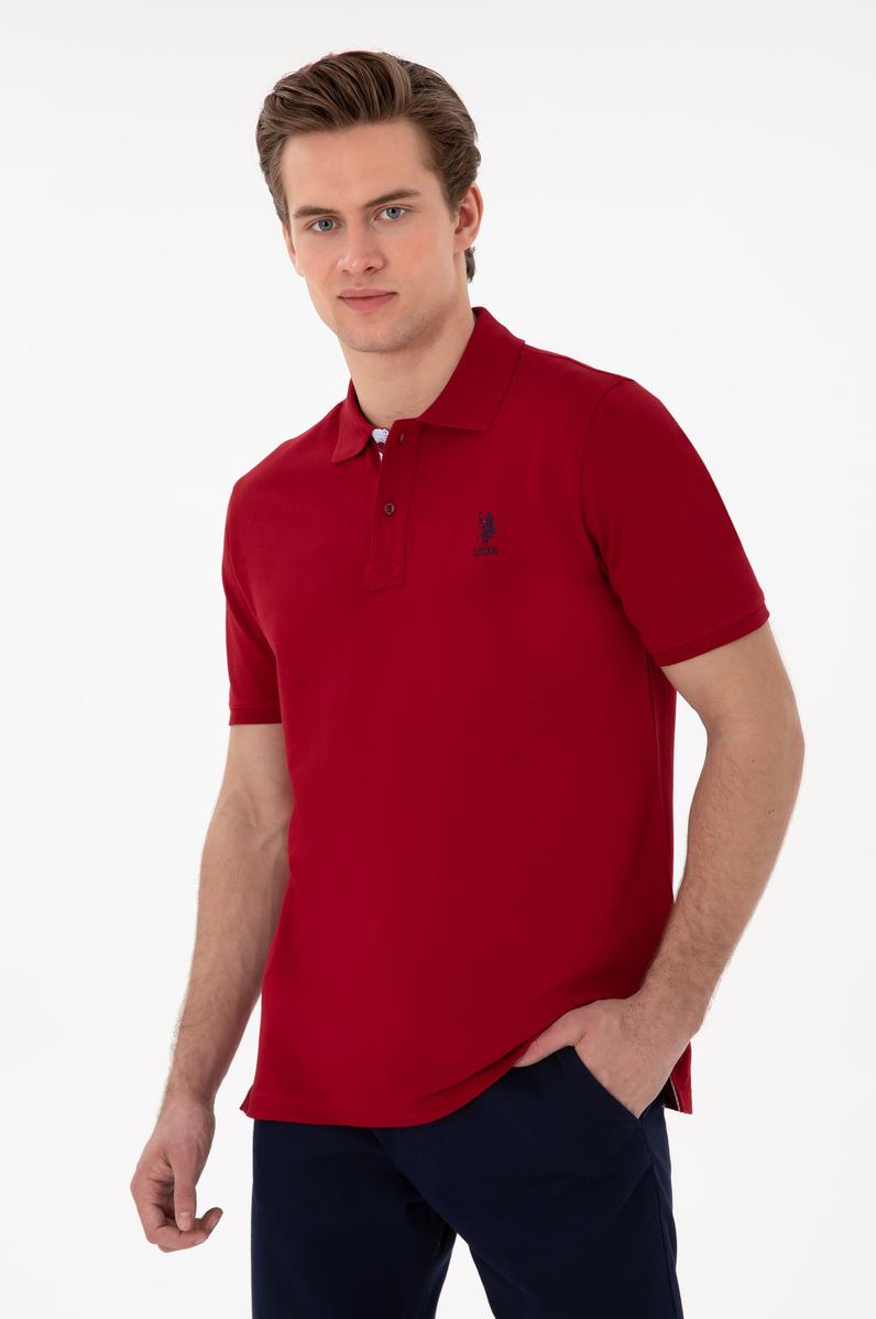 Erkek Regular Fit Polo Yaka Bordo Basic Tişört
