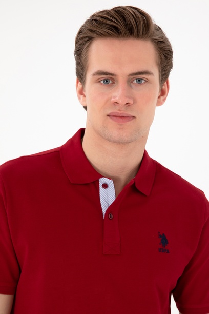 Erkek Regular Fit Polo Yaka Bordo Basic Tişört