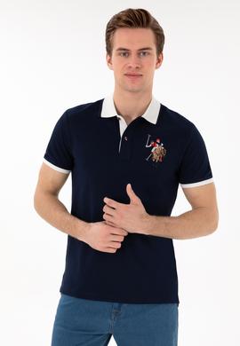 Erkek Slim Fit Polo Yaka Lacivert Basic Tişört - 50298073011