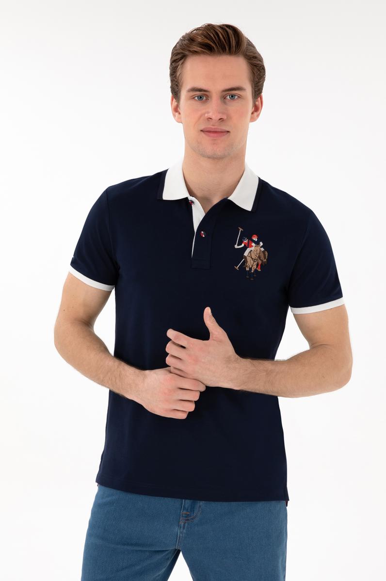 Erkek Slim Fit Polo Yaka Lacivert Basic Tişört