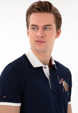 Erkek Slim Fit Polo Yaka Lacivert Basic Tişört - 50298073011