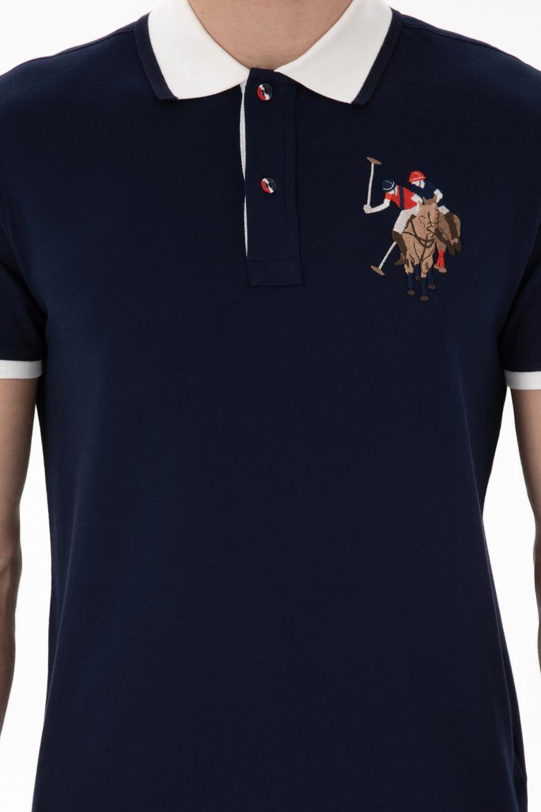 Erkek Slim Fit Polo Yaka Lacivert Basic Tişört - 50298073011