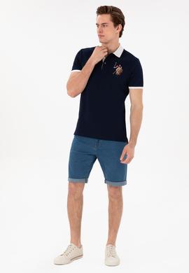 Erkek Slim Fit Polo Yaka Lacivert Basic Tişört - 50298073011