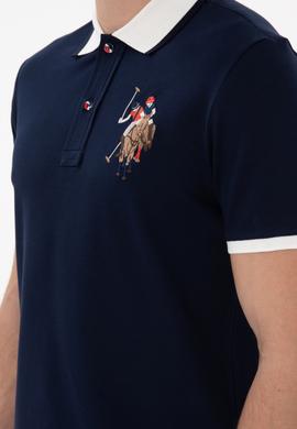 Erkek Slim Fit Polo Yaka Lacivert Basic Tişört - 50298073011