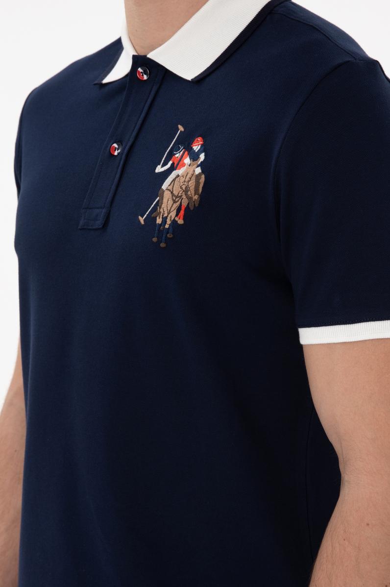 Erkek Slim Fit Polo Yaka Lacivert Basic Tişört