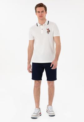 Erkek Slim Fit Polo Yaka Beyaz Basic Tişört - 50298073009