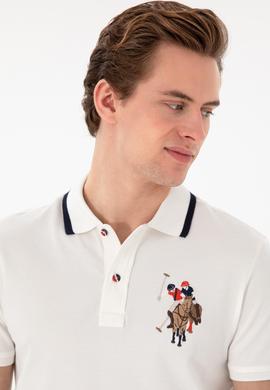 Erkek Slim Fit Polo Yaka Beyaz Basic Tişört - 50298073009