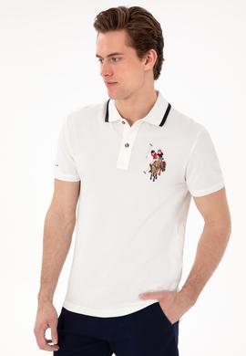 Erkek Slim Fit Polo Yaka Beyaz Basic Tişört - 50298073009