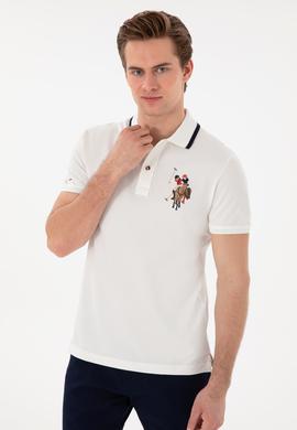 Erkek Slim Fit Polo Yaka Beyaz Basic Tişört - 50298073009