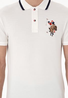 Erkek Slim Fit Polo Yaka Beyaz Basic Tişört - 50298073009