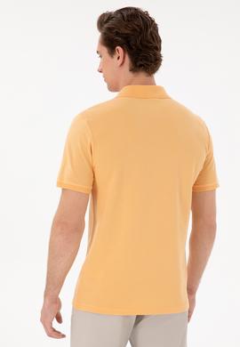 Erkek Slim Fit Polo Yaka Turuncu Basic Tişört - 50297984484