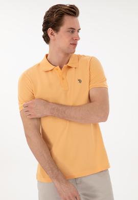 Erkek Slim Fit Polo Yaka Turuncu Basic Tişört - 50297984484