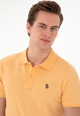 Erkek Slim Fit Polo Yaka Turuncu Basic Tişört - 50297984484
