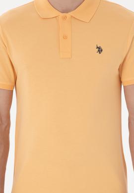 Erkek Slim Fit Polo Yaka Turuncu Basic Tişört - 50297984484