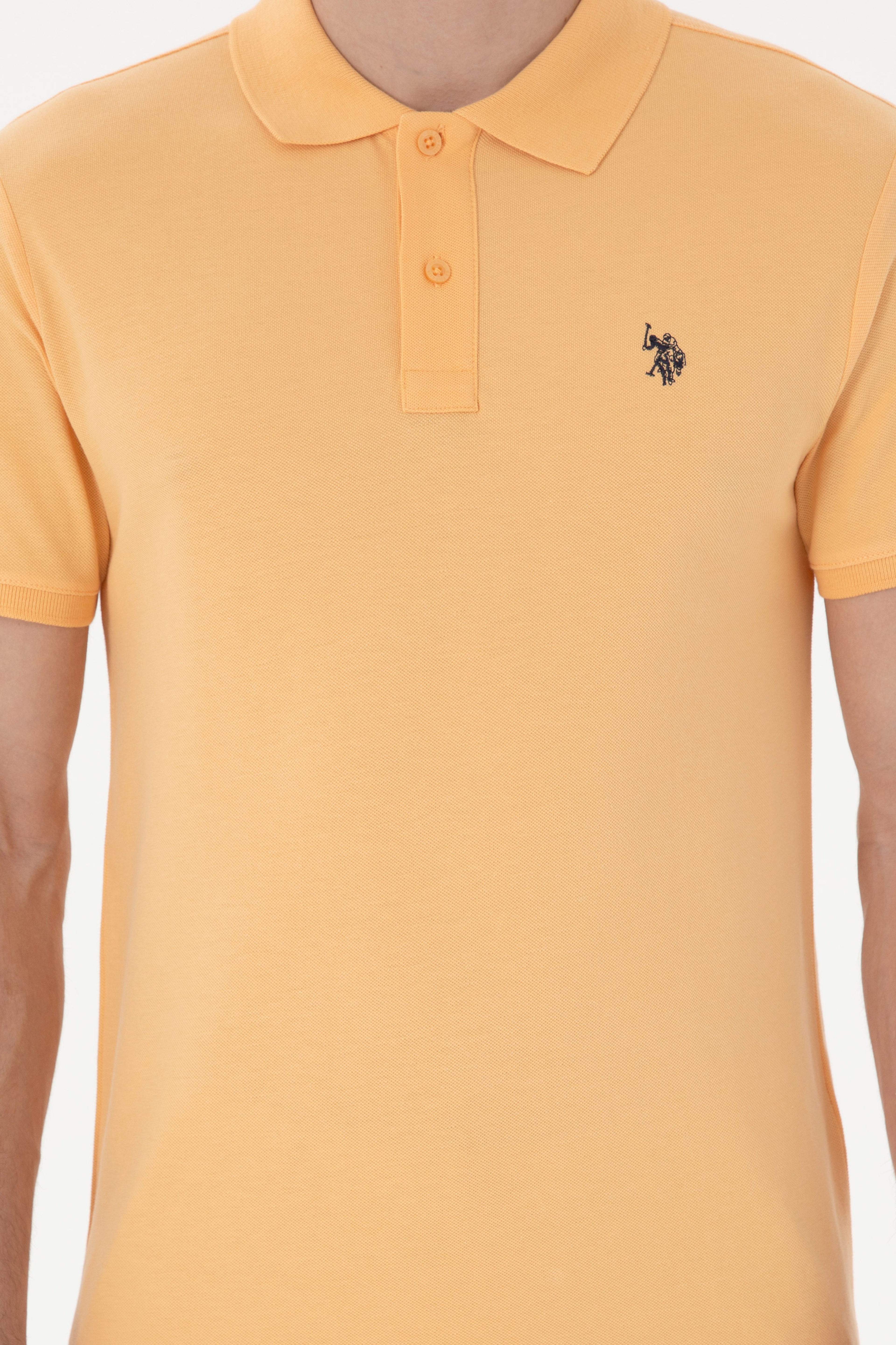Erkek Slim Fit Polo Yaka Turuncu Basic Tişört - Image 6