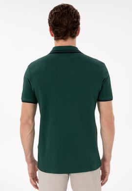 Erkek Slim Fit Polo Yaka Koyu Yeşil Tişört - 50298081029