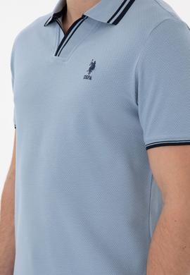 Erkek Slim Fit Polo Yaka Mavi Tişört - 50298081051
