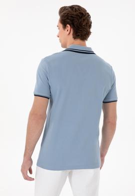 Erkek Slim Fit Polo Yaka Mavi Tişört - 50298081051
