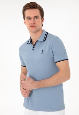 Erkek Slim Fit Polo Yaka Mavi Tişört - 50298081051