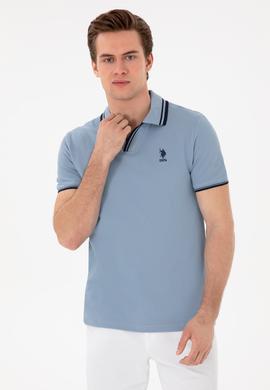Erkek Slim Fit Polo Yaka Mavi Tişört - 50298081051
