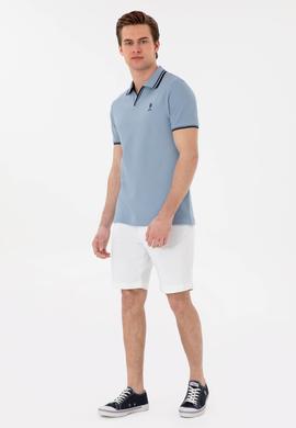 Erkek Slim Fit Polo Yaka Mavi Tişört - 50298081051