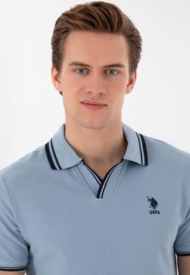 Erkek Slim Fit Polo Yaka Mavi Tişört - 50298081051
