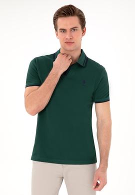 Erkek Slim Fit Polo Yaka Koyu Yeşil Tişört - 50298081029
