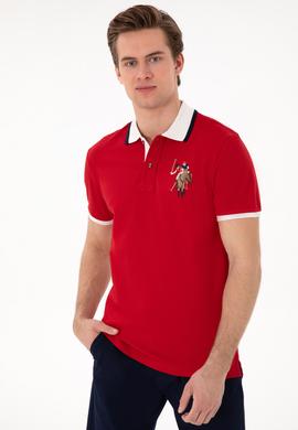 Erkek Slim Fit Polo Yaka Kırmızı Basic Tişört - 50298073037