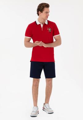 Erkek Slim Fit Polo Yaka Kırmızı Basic Tişört - 50298073037