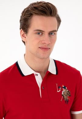 Erkek Slim Fit Polo Yaka Kırmızı Basic Tişört - 50298073037